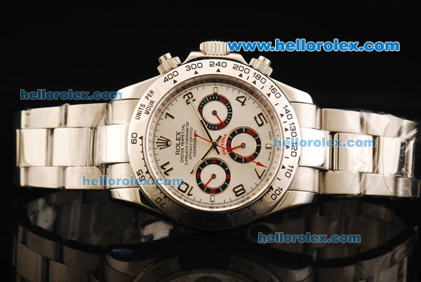 Rolex Daytona Oyster Perpetual Chronometer Automatic with White Dial-White Bezel and Number Marking - Click Image to Close